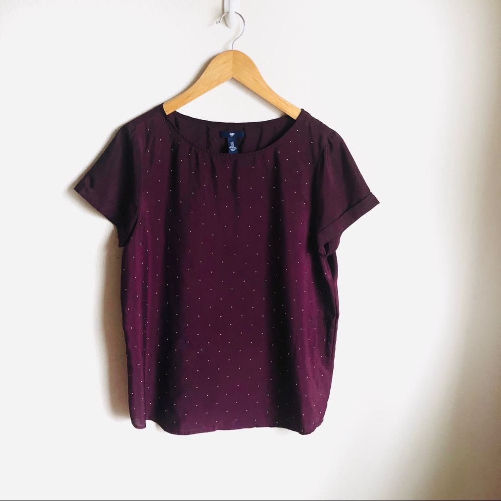 Purple Gap blouse with gold studs